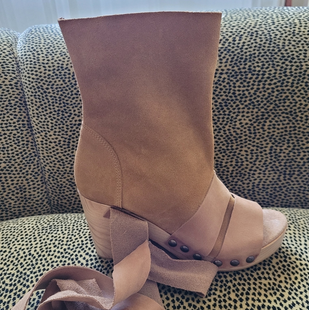 Free people Block Heels Peep Toe Ankle Clog Bootie - Picture 5 of 11